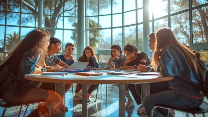 Educator watching student-led Harkness discussion