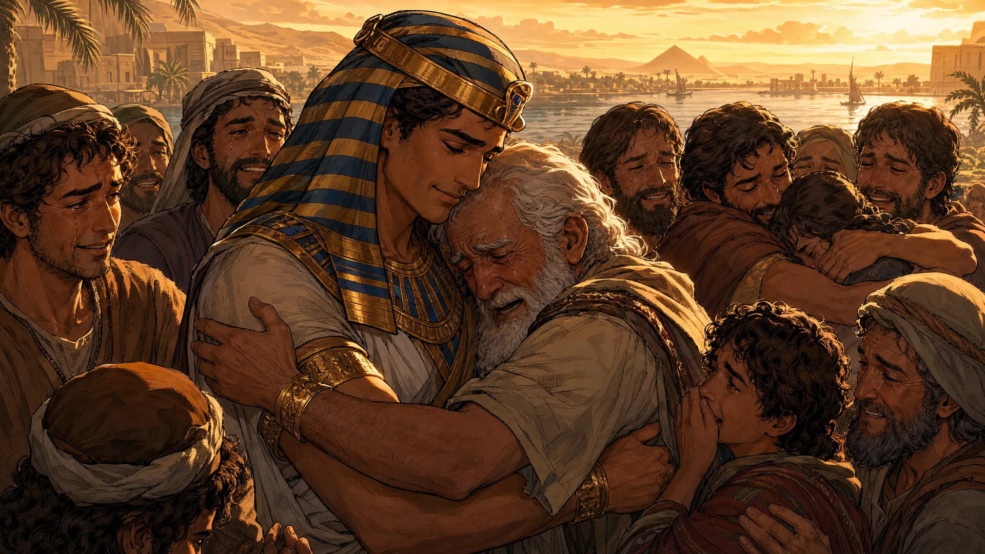 Joseph reunited with his father Jacob and the whole family