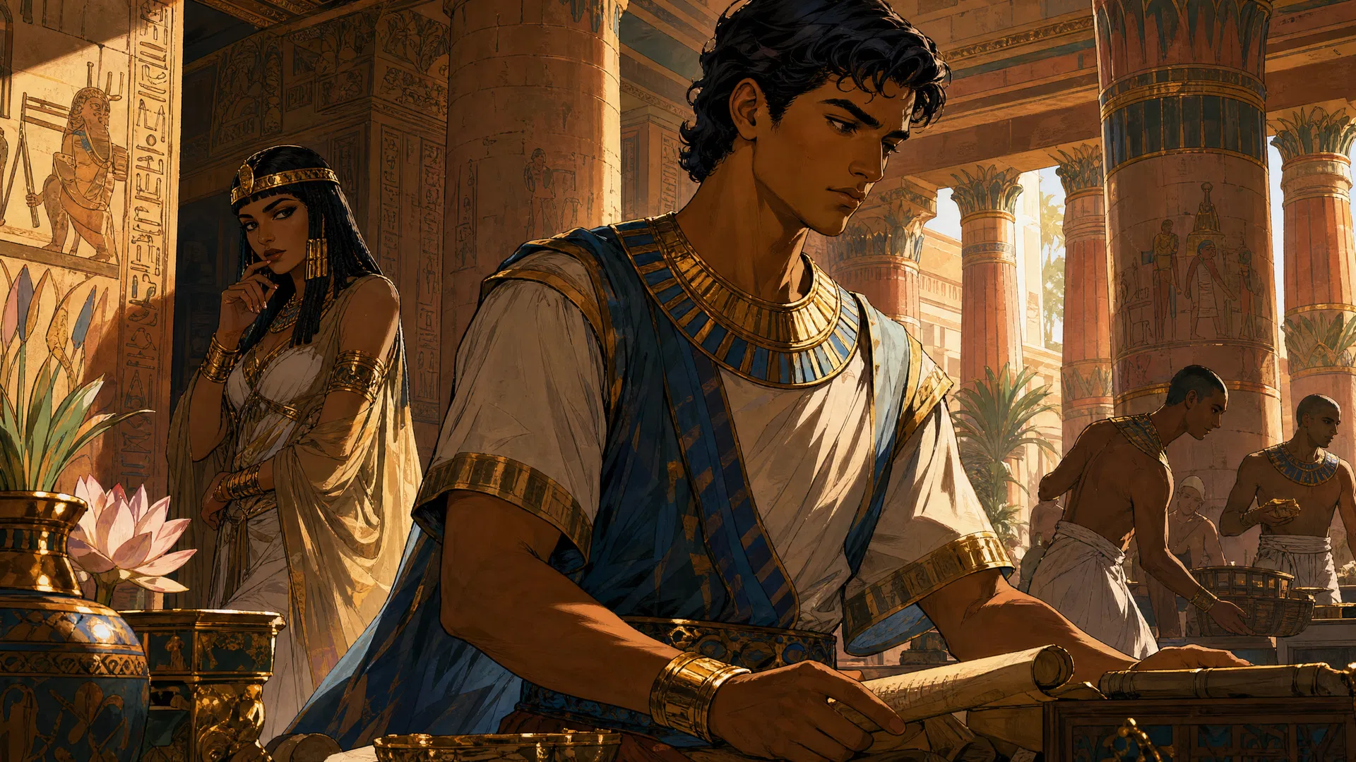 Joseph working in Potiphar's house in Egypt