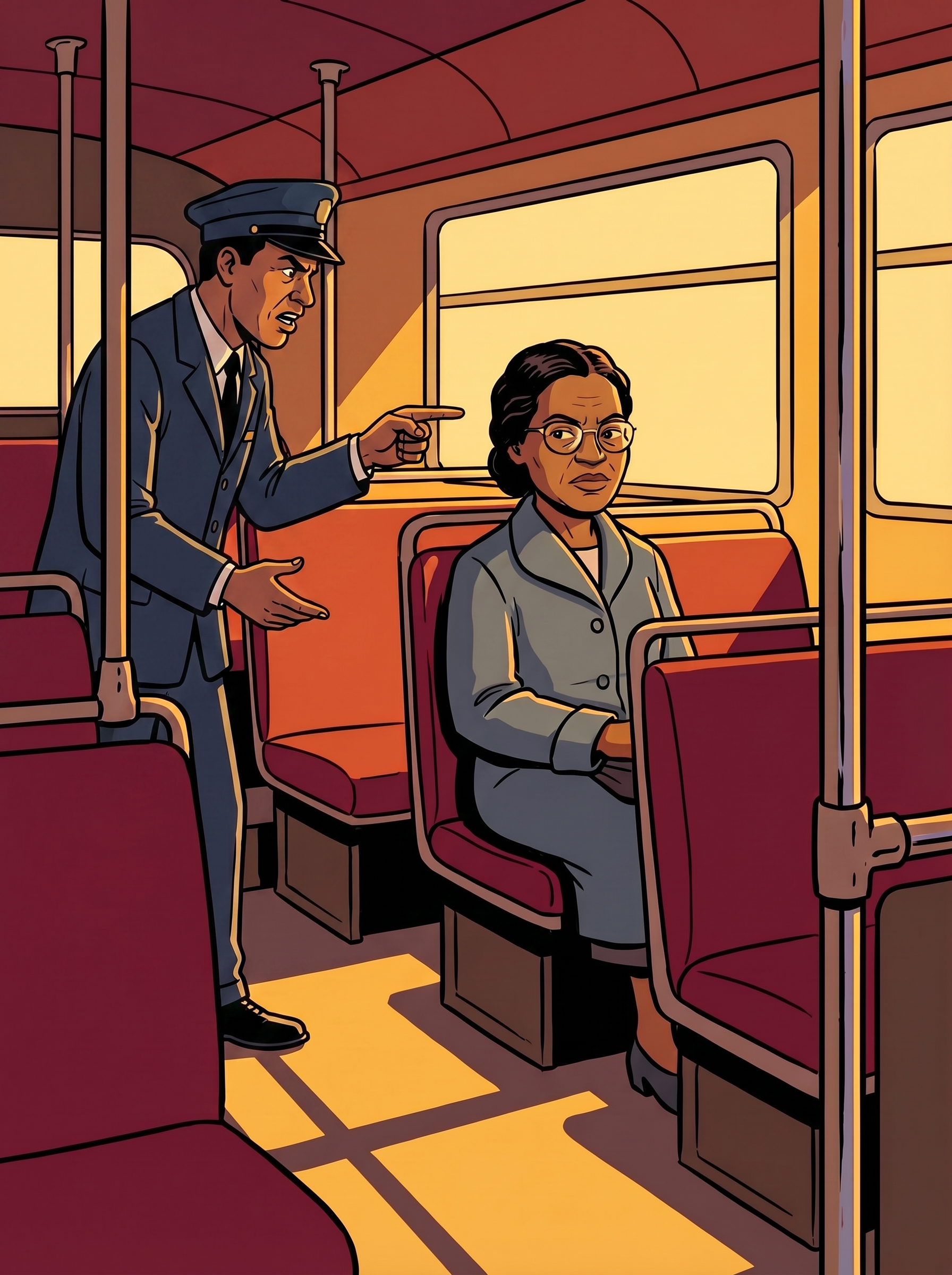 Rosa Parks refusing to give up her seat